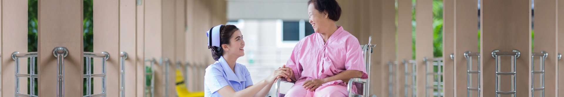 nurse with her senior patient on a wheelchair